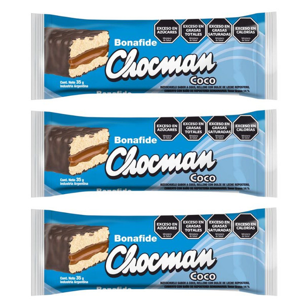 Bonafide Chocman Coconut Flavored Cake Bars, 35 g / 1.23 oz (pack of 3)