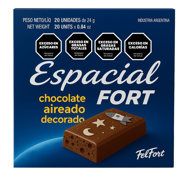 Felfort Espacial Bubbly Milk Chocolate Aireado & Decorado, 480 g / 1.06 lb (20 Count)