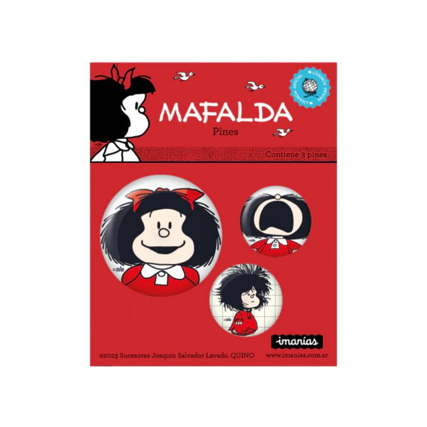 Mafalda Pins Set with Iconic Characters (3 count)