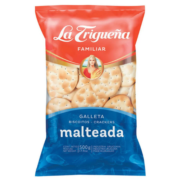 La Trigueña Malteadas Galletas Classic Crackers Thin & Crunchy Cookies from Uruguay, 500 g / 17.6 oz