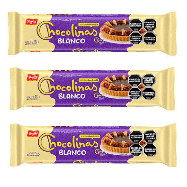 Chocolinas Traditional Chocolate White Cookies, 245 g / 8.64 oz (pack of 3)