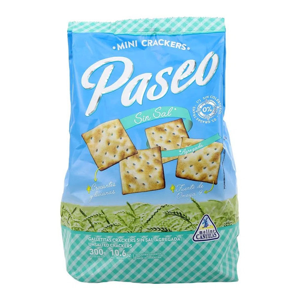 Paseo Mini Crackers Galletitas Sin Sal Classic Crackers No Salt Added, 300 g / 10.6 oz (pack of 3)