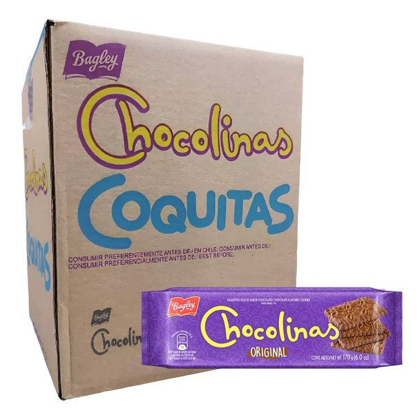 Chocolinas Traditional Chocolate Cookies, Ideal for Chocotorta, Bulk, 170 g / 6.0 oz ea (40 count per box)
