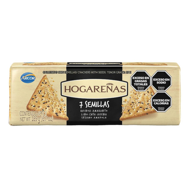 Hogareñas 7 Semillas Wholegrain Crackers with Seeds Quinoa Amaranth Wheat Sesame Chia Oats & Poppy, 189 g / 6.6 oz