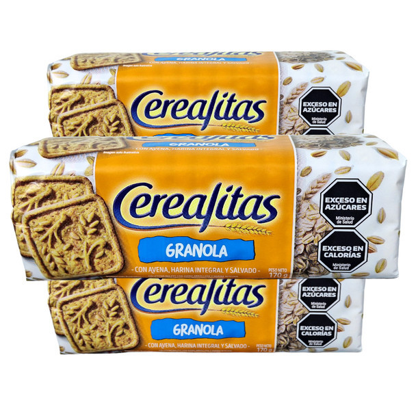 Cerealitas Granola Cookies with Oats, Whole Wheat Flour & Bran, 170 g / 6 oz (pack of 3)