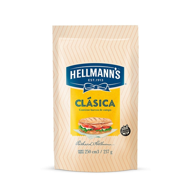 Hellmann's Mayonnaise Classic Argentinian Style Mayonesa in Pouch, 237 g / 8.35 oz
