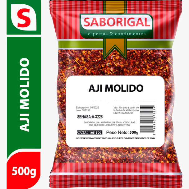 Saborigal Ají Molido Premium Ground Chili Spice, 500 g / 1.1 lb bag