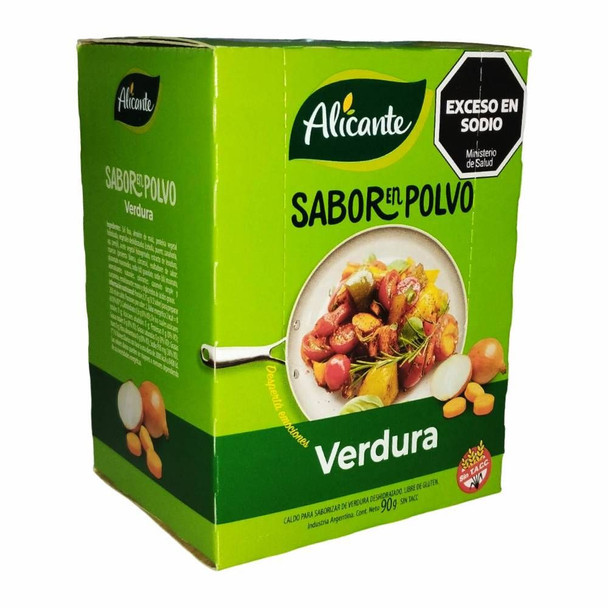 Alicante Sabor En Polvo Verdura Vegetable Flavored Powder Ready To Use Seasoning Broth, 7.5 g / 0.26 oz ea (box of 12 pouches)
