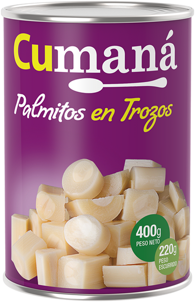 Cumaná Classic Palmitos Canned Heart of Palm In Small Pieces, 400 g / 14.1 oz can
