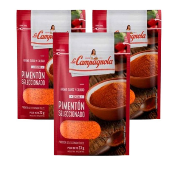 La Campagnola Especias Pimentón Seleccionado Dulce Sweet Paprika Powder, 23 g / 0.81 oz zipper pouch (pack of 3)