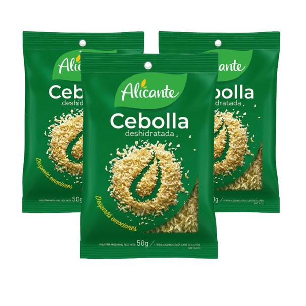 Alicante Cebolla Deshidratada Dried Chopped Onion, 50 g / 1.76 oz (pack of 3)