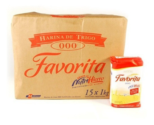 Favorita Coarser 000 Wheat Flour Harina with Vitamins Excellent for Cooking and Baking Wholesale Bulk Box, 1 kg / 2.2 lb (15 count per box)