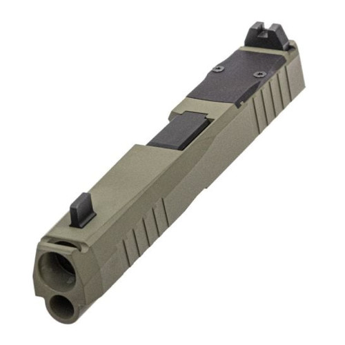 PSA DAGGER COMPACT C-1 RMR COMPENSATED SLIDE ASSEMBLY WITH NON-THREADED BARREL, SNIPER GREEN PSA DAGGER COMPACT C-1 RMR COMPENSATED SLIDE ASSEMBLY WITH NON-THREADED BARREL, SNIPER GREEN