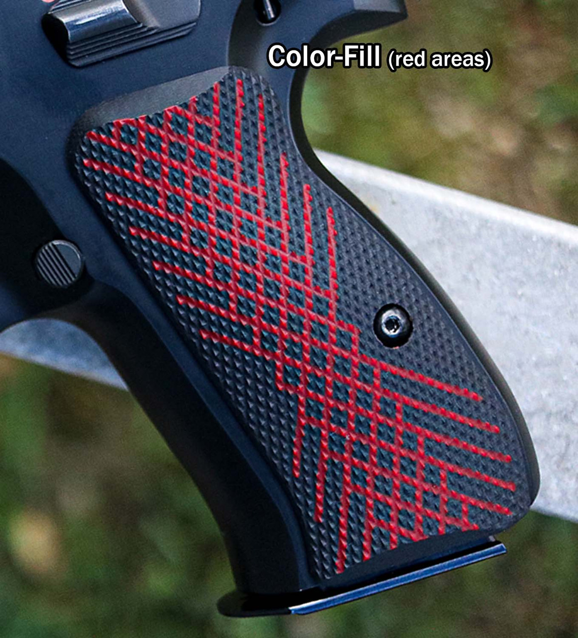 CZ 75 Palm Swell Full Checkered Crosscut Color-Fill - LOK Grips