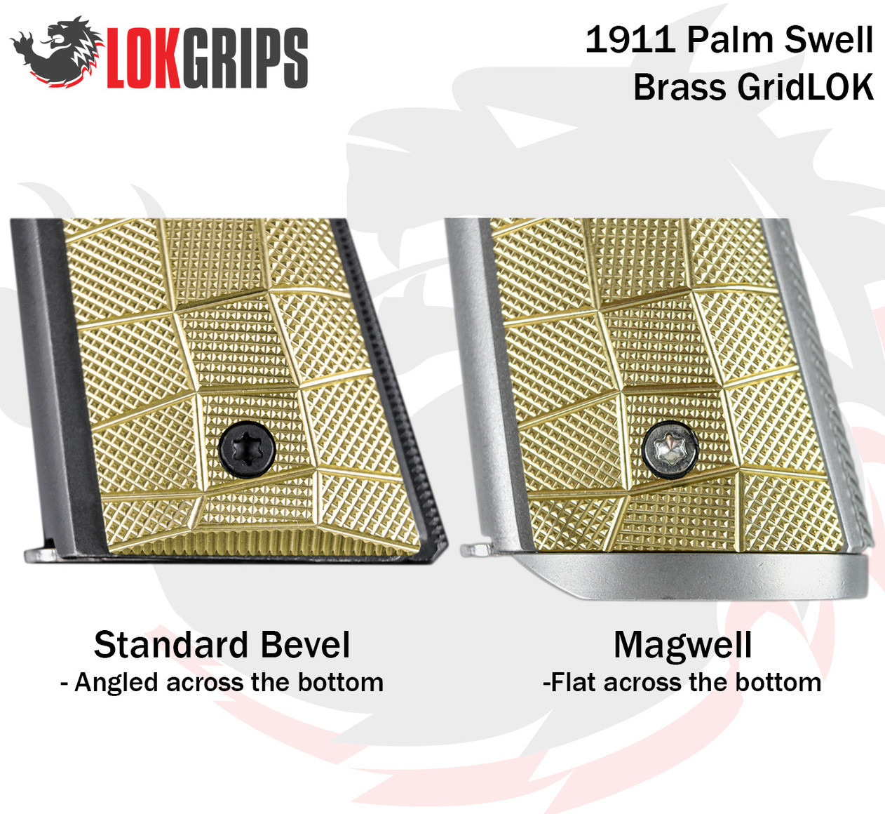 オルゴン　ハリーシルバー、ゴールド(90mm)各３本 1911 Palm Swell GridLOK Aluminum - LOK Grips