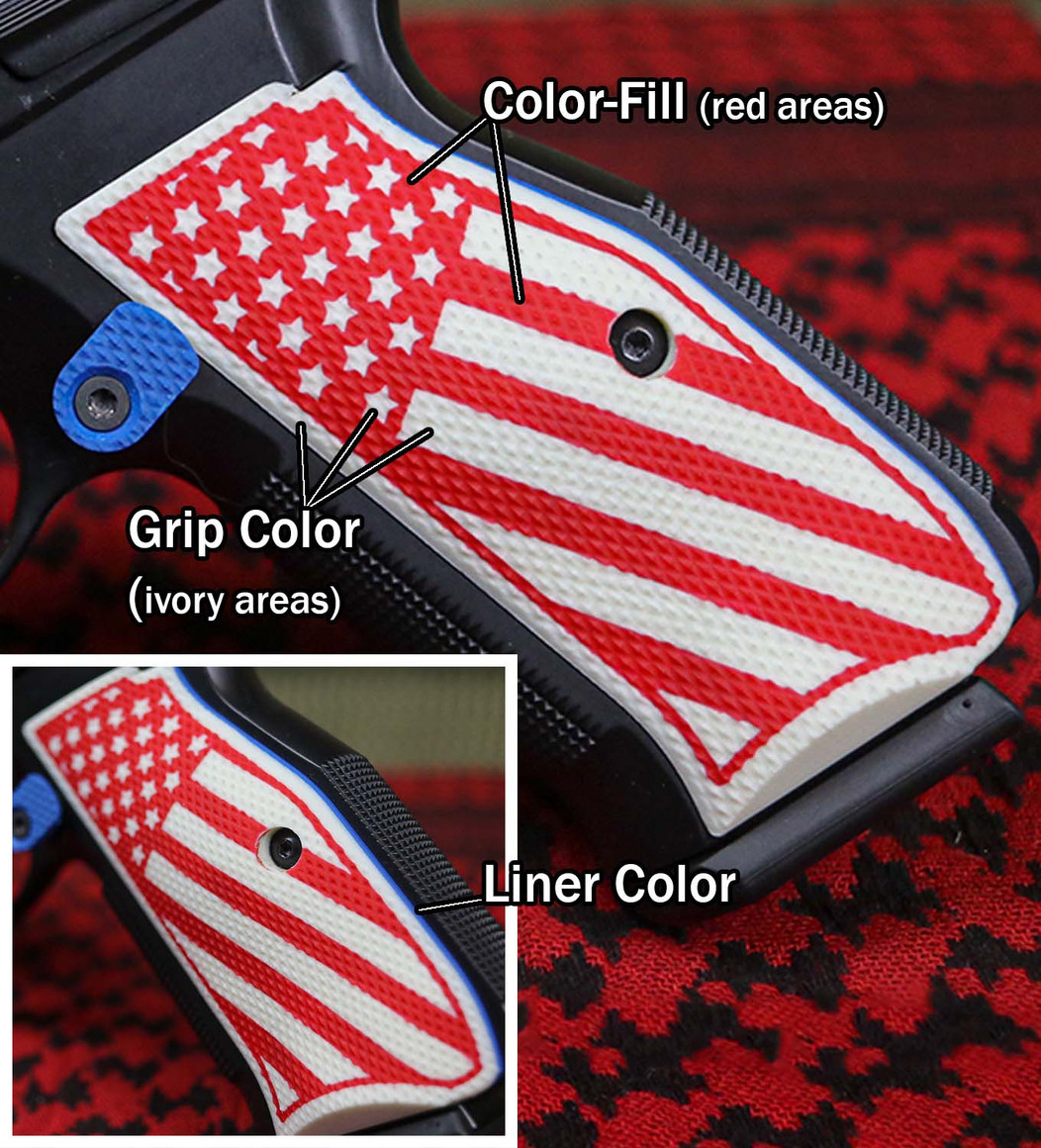 CZ Shadow 2 Palm Swell Checkered - Color-Fill Flag - LOK Grips