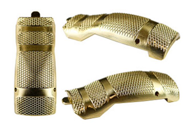Gold/brass checkered grip module set for Taurus GX4 handgun