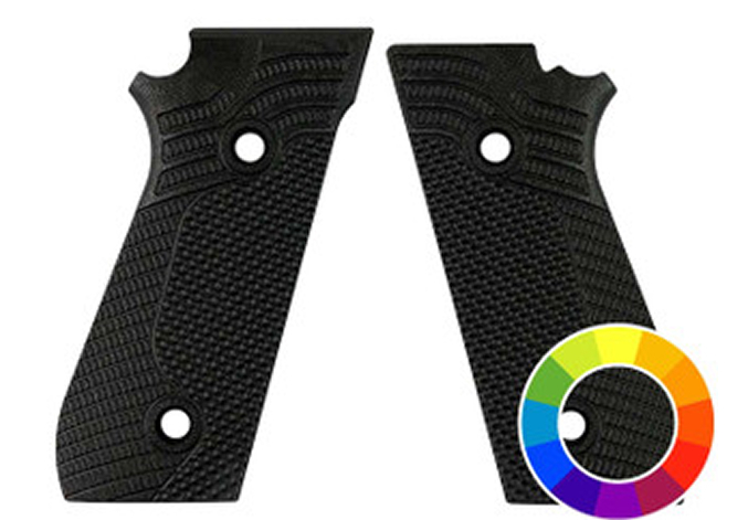 Black checkered G10 replacement grips for Taurus PT92 handgun