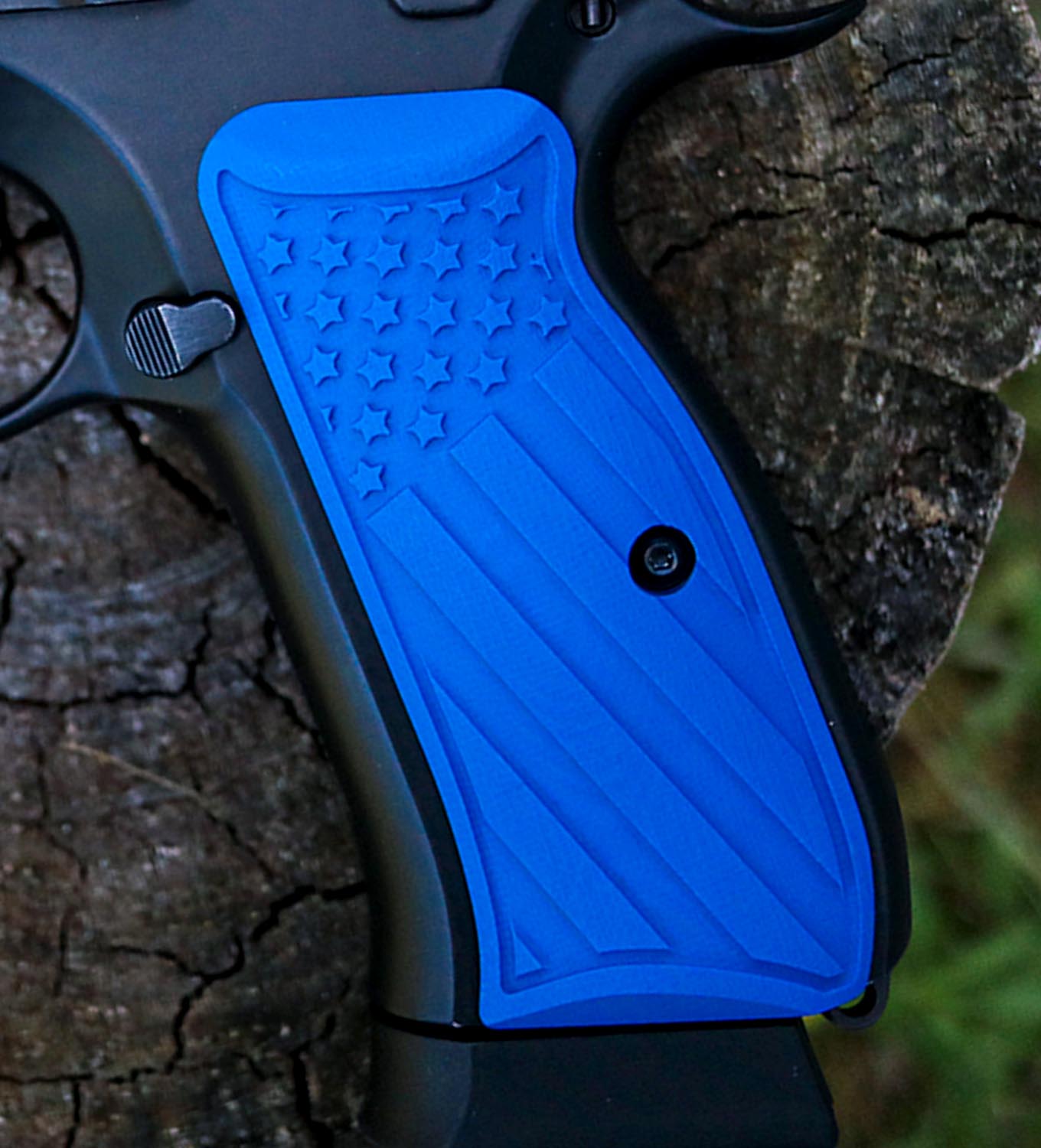 ガン　パーツ　CZ75用 G10 Palm Swell Mayhem グリップ グレー/ブラック CZ 75 Palm Swell Mayhem - LOK Grips