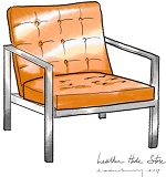 Open Arm Mid Century Modern Tufted Chair