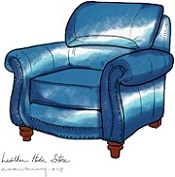 Large Roll Arm Lawson Chair with Nailhead Finish