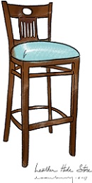 Wood Back Stool