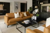 K1178 Italian Ochre Pebble shown on Modern Sofa & Living Room