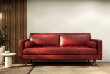 JAZZ#13 Ella in Red Leather shown on Modern Leather Sofa