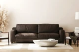 K1306 Dark Roast Nubuck shown on Minimalist Couch & Room