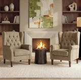 NB#6 Italia Nubuck Linen shown on Pair of chairs