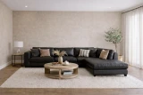 K1329 Rich Black Pebble shown on Modern Sofa
