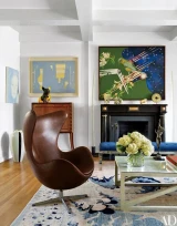 MT#6 Apple Butter Leather shown on Egg Chair