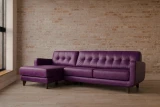 ES#16 Purple Knockout Leather shown on Mid-Century Sofa