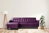 ES#16 Purple Knockout Leather shown on Mid-Century Sofa