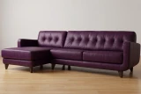 ES#16 Purple Knockout Leather shown on Mid-Century Sofa