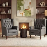 ES#27 Graphite Grey Leather shown on Pair of chairs