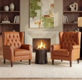 ES#24 Orange Cider Leather shown on Pair of chairs