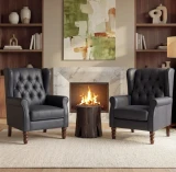 ES#23 Charcoal Leather shown on Pair of chairs