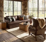 ES#38 Chocolate Bar Leather shown on Rustic Living Room Sofas