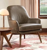 DKT#2 Grey Wolf Leather shown on Modern Reading Chair