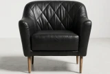 RI#1 Restoration Italia Black Leather shown on Velvet Armchair