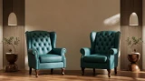 UL#14 Teal Leather shown on Pair of chairs