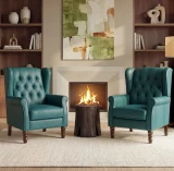 UL#14 Teal Leather shown on Pair of chairs