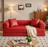 UL#21 Poppy Leather shown on Modern Small Sofa