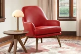 UL#21 Poppy Leather shown on Modern Reading Chair