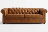 RI#7 Restoration Italia Bourbon Leather shown on Tufted Classic Couch