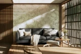 K1475 Appaloosa Slate shown on Modern Couch & Living Room