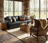 ES#3 Black Magic Leather shown on Rustic Living Room Sofas