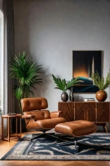 K1490 Georgia Clay shown on Mid Century Chair