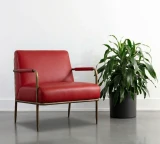 UL#1 Hollywood Red Leather shown on Mid century chair